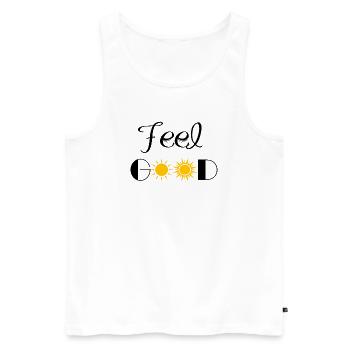 feel good - Men's Premium Organic Tank Top - white - Front - AI Model Male 178 light (178cm)