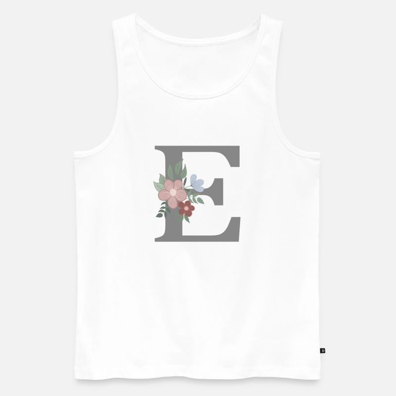 Buchstabe E mit Blume grau - Männer Premium Bio Tank Top - Weiß