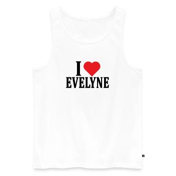 t-shirt J’adore Evelyne idée cadeau t-shirt - Débardeur bio Premium Homme - blanc - Devant - Michal (187cm)