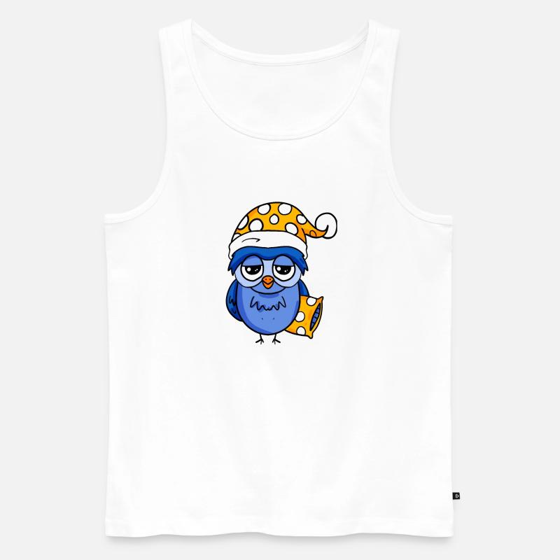 Schläfrige Eule - Männer Premium Bio Tank Top - Weiß