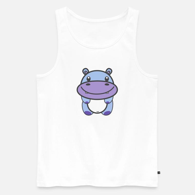 Niedliches Nilpferd Kawaii - Männer Premium Bio Tank Top - Weiß