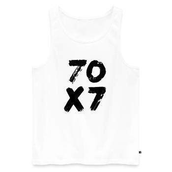 70x7: Infinite Forgiveness - Gospel of Matthew - Men's Premium Organic Tank Top - white - Front - AI Model Male 178 light (178cm)