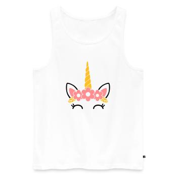 Reine des fleurs : la majestueuse licorne - Débardeur bio Premium Homme - blanc - Devant - AI Model Male 178 light (178cm)