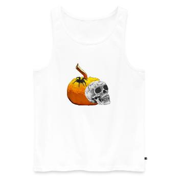 menschenschädel, Kürbisse, gruselige prints - Männer Premium Bio Tank Top - Weiß - Vorne - Michal (187cm)