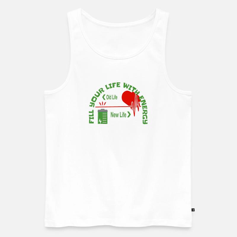 Füll dein Leben mit Energie - Männer Premium Bio Tank Top - Weiß