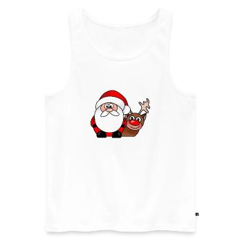 Christmas Santa Reindeer cartoon - Men's Premium Organic Tank Top - white - Front - AI Model Male 178 light (178cm)