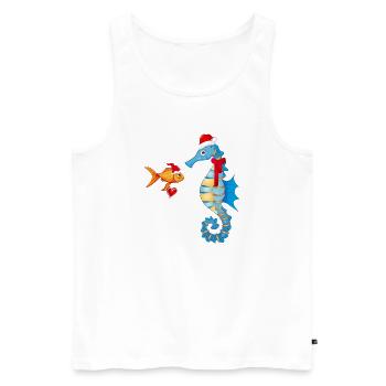Poissons et hippocampes dans l’ de Noël - Débardeur bio Premium Homme - blanc - Devant - AI Model Male 178 light (178cm)