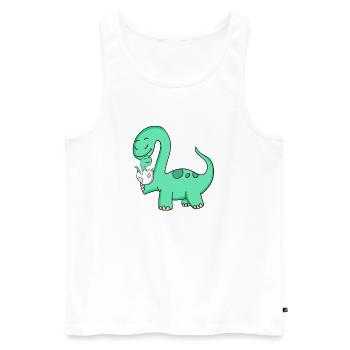 Dinosaur with baby dinosaur - Men's Premium Organic Tank Top - white - Front - Michal (187cm)