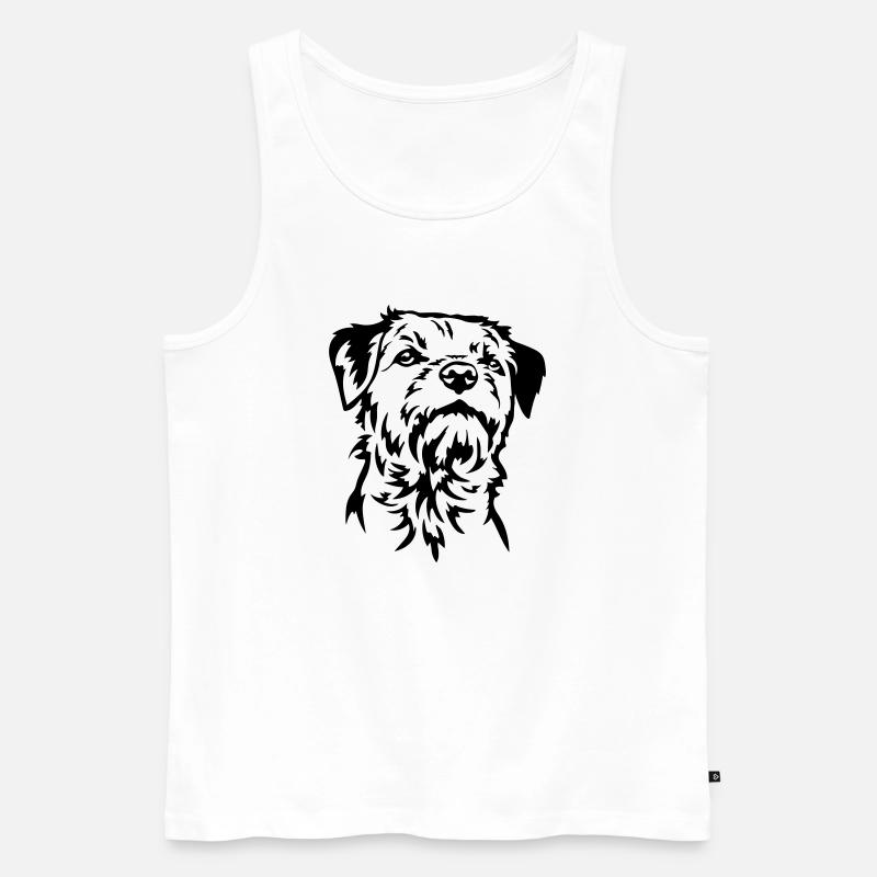 Border Terrier Kopf - Männer Premium Bio Tank Top - Weiß