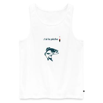 J'ai la pêche - Débardeur bio Premium Homme - blanc - Devant - AI Model Male 178 light (178cm)