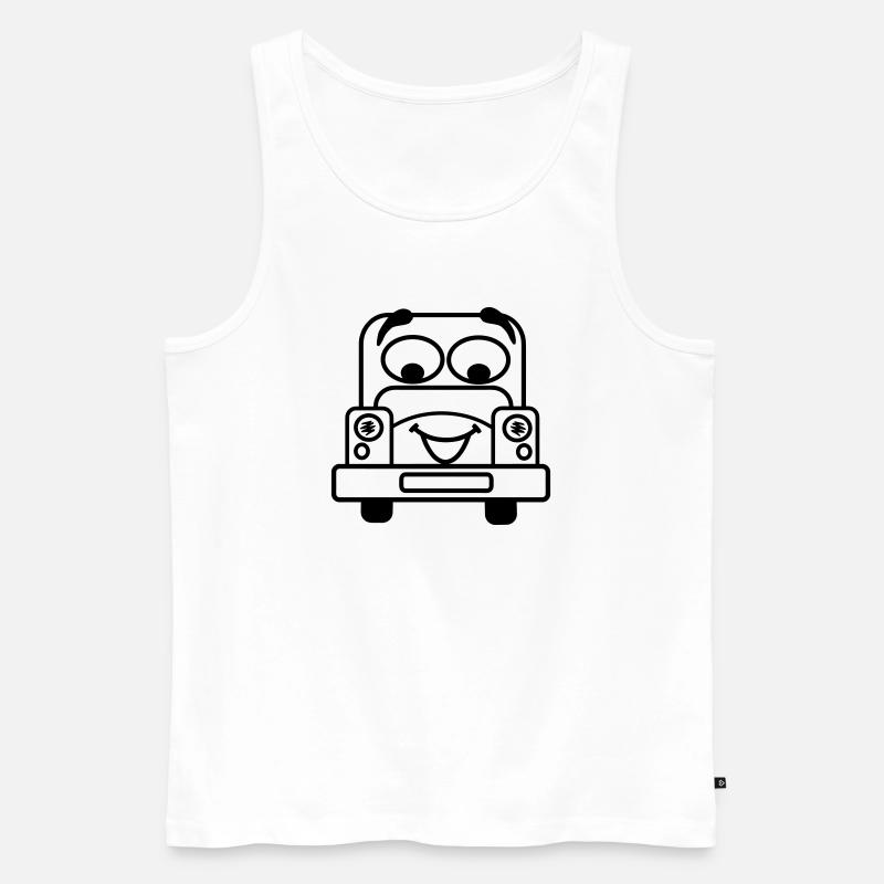 Fröhliches Auto mit transparentem Gesicht - Männer Premium Bio Tank Top - Weiß