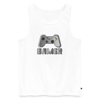 Spieler - Männer Premium Bio Tank Top - Weiß - Vorne - Michal (187cm)