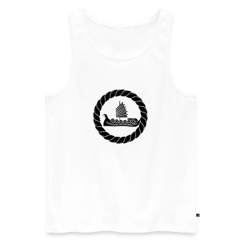 Symbole du navire viking Liberté en mer et sur terre - Débardeur bio Premium Homme - blanc - Devant - AI Model Male 178 light (178cm)