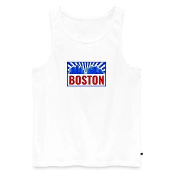 Boston Skyline Retro Red Blue - Men's Premium Organic Tank Top - white - Front - AI Model Male 178 light (178cm)