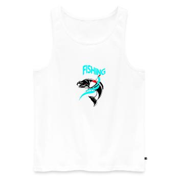 Fishing - Men's Premium Organic Tank Top - white - Front - Michal (187cm)