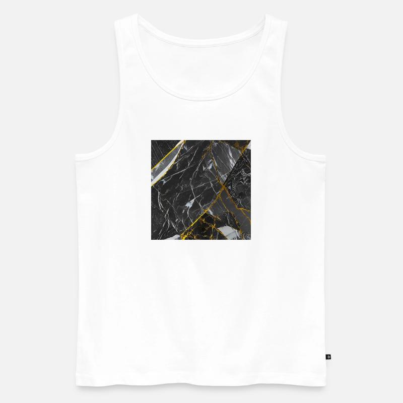 Marmor Schwarz Gold Textur - Männer Premium Bio Tank Top - Weiß