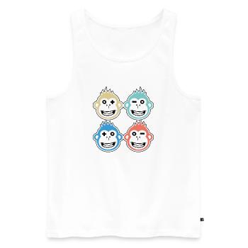 4 happy monkeys - Men's Premium Organic Tank Top - white - Front - AI Model Male 178 light (178cm)