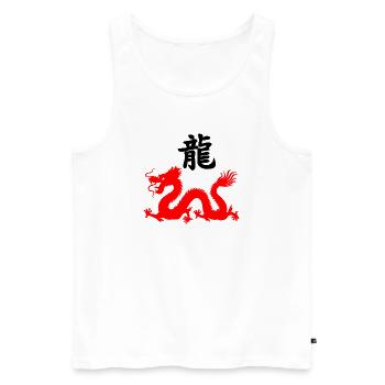 Écriture chinoise avec image de dragon rouge - Débardeur bio Premium Homme - blanc - Devant - AI Model Male 178 light (178cm)