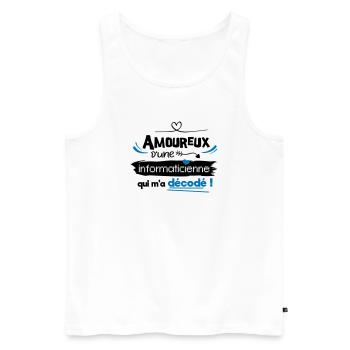 Amoureux d'une informaticienne ! humour geek - Débardeur bio Premium Homme - blanc - Devant - Michal (187cm)