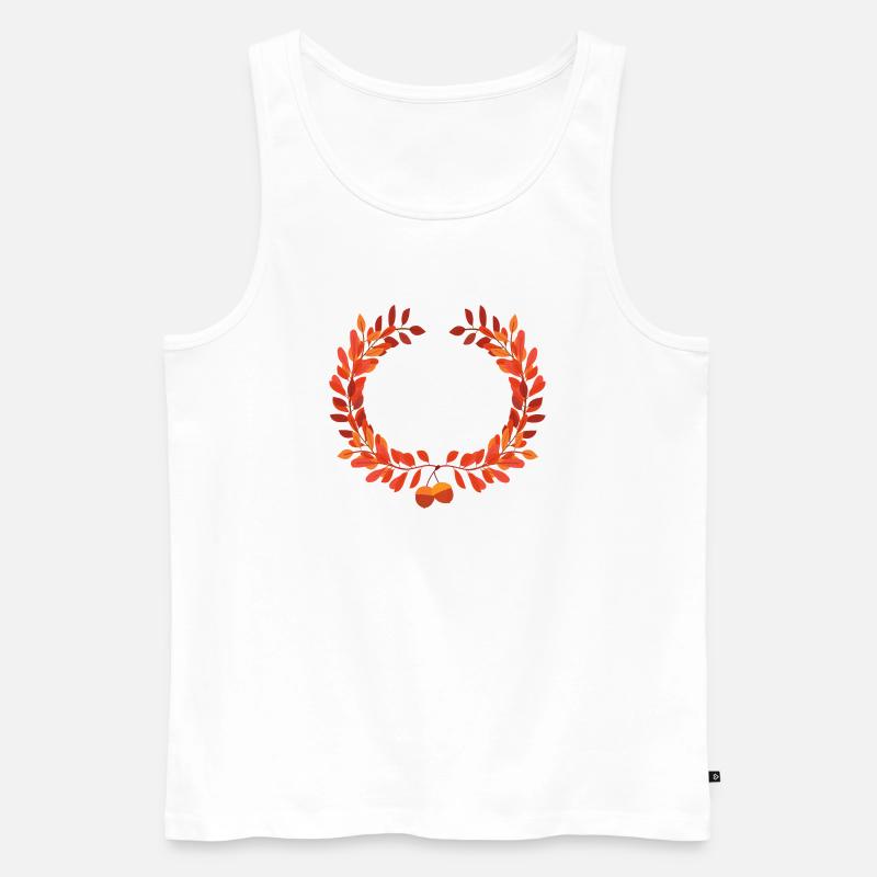 Herbstlaub Kranz mit Eicheln - Männer Premium Bio Tank Top - Weiß