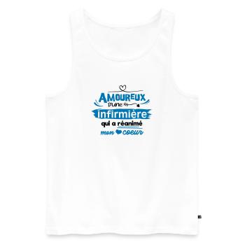 Amoureux d'une infirmière ! humour - Débardeur bio Premium Homme - blanc - Devant - AI Model Male 178 light (178cm)