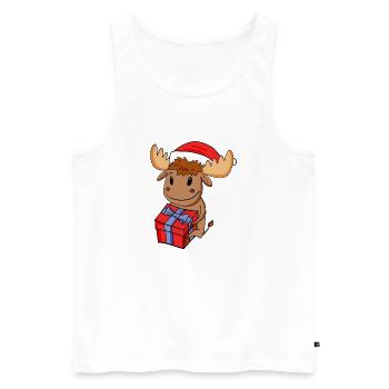 Christmas Moose Baby with Gift - Men's Premium Organic Tank Top - white - Front - AI Model Male 178 light (178cm)