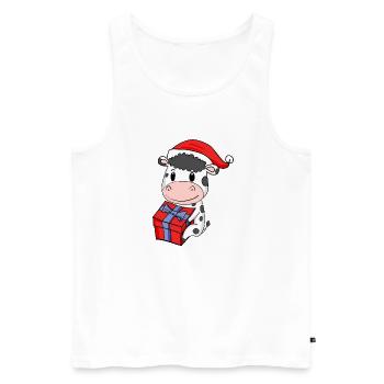 Vache de Noël Bébé avec cadeau - Débardeur bio Premium Homme - blanc - Devant - Michal (187cm)