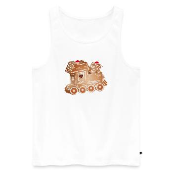 verzierte Lebkuchen Lokomotive für Weihnachten - Männer Premium Bio Tank Top - Weiß - Vorne - AI Model Male 178 light (178cm)
