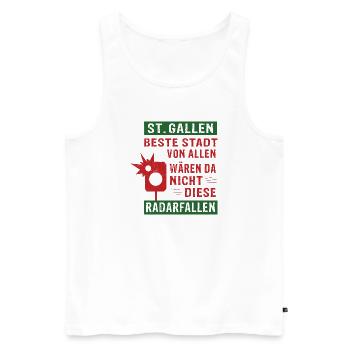 St.Gallen beste Stadt von allen Radarfallen - Männer Premium Bio Tank Top - Weiß - Vorne - AI Model Male 178 light (178cm)