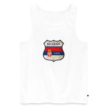 Belgrad Serbien Wappen Flaggen Design - Männer Premium Bio Tank Top - Weiß - Vorne - AI Model Male 178 light (178cm)