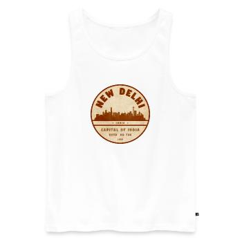 Emblème vintage de la Skyline de New Delhi - Débardeur bio Premium Homme - blanc - Devant - AI Model Male 178 light (178cm)