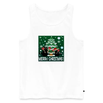 JOYEUX NOËL - DRÔLES DE CHATS - PISTON DE TOILETTE - Débardeur bio Premium Homme - blanc - Devant - Michal (187cm)