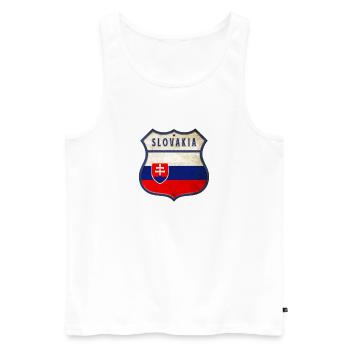 Slowakei Flaggen Wappen Design - Männer Premium Bio Tank Top - Weiß - Vorne - AI Model Male 178 light (178cm)