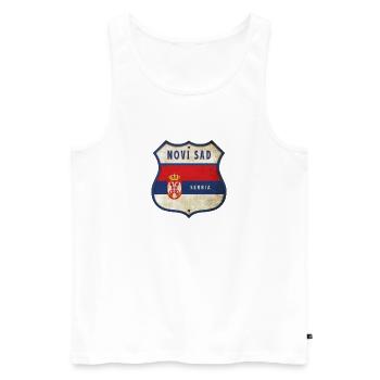 Novi Sad Serbien Wappen Flaggen Design - Männer Premium Bio Tank Top - Weiß - Vorne - AI Model Male 178 light (178cm)