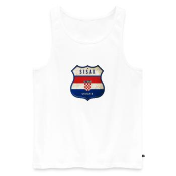 Sisak Croatia flag coat of arms design - Men's Premium Organic Tank Top - white - Front - Michal (187cm)