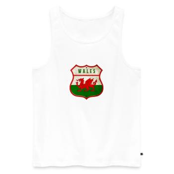 Wales Wappen Flaggen Design - Männer Premium Bio Tank Top - Weiß - Vorne - Michal (187cm)