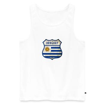 Design des armoiries du drapeau de l'Uruguay - Débardeur bio Premium Homme - blanc - Devant - Michal (187cm)