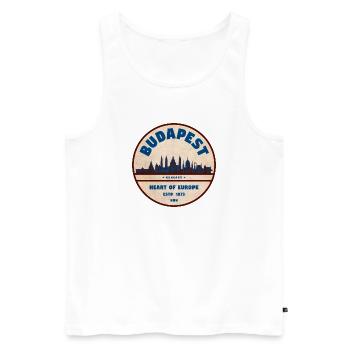 Budapest Heart of Europe Vintage Badge - Men's Premium Organic Tank Top - white - Front - AI Model Male 178 light (178cm)