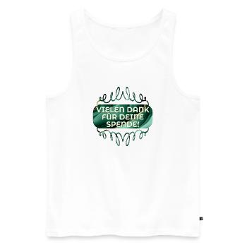 VIELEN DANK FÜR DEINE SPENDE - Männer Premium Bio Tank Top - Weiß - Vorne - AI Model Male 178 light (178cm)