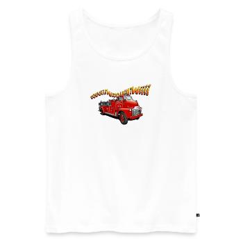 Lustiges Feuerwehrauto - Männer Premium Bio Tank Top - Weiß - Vorne - Michal (187cm)