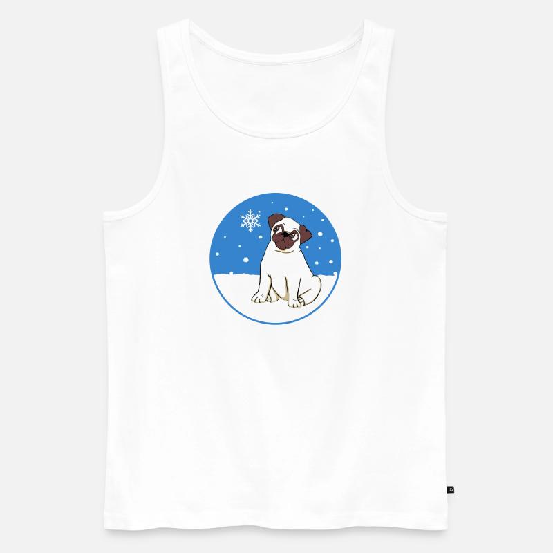 Mops im Schnee - Männer Premium Bio Tank Top - Weiß