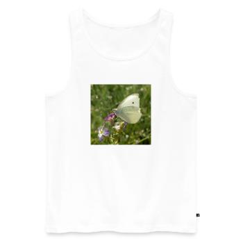 Weißer Schmetterling auf rosa Blüte - Männer Premium Bio Tank Top - Weiß - Vorne - Michal (187cm)