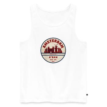 Amsterdam Skyline Vintage Abzeichen - Männer Premium Bio Tank Top - Weiß - Vorne - AI Model Male 178 light (178cm)