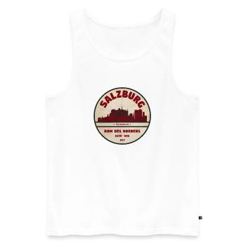 Salzburg Skyline Vintage Kreislogo - Männer Premium Bio Tank Top - Weiß - Vorne - Michal (187cm)