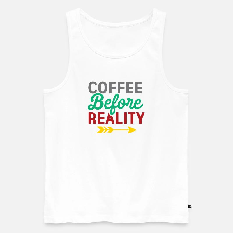 Kaffee vor der Realität - Männer Premium Bio Tank Top - Weiß