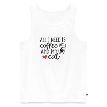 All I Need is Coffee and My Cat - Men's Premium Organic Tank Top - white - Front - Michal (187cm)