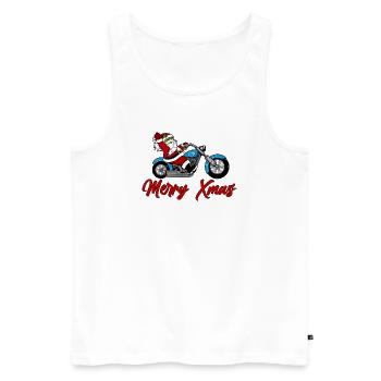 Santa Motorrad – Xmas Ride - Männer Premium Bio Tank Top - Weiß - Vorne - AI Model Male 178 light (178cm)