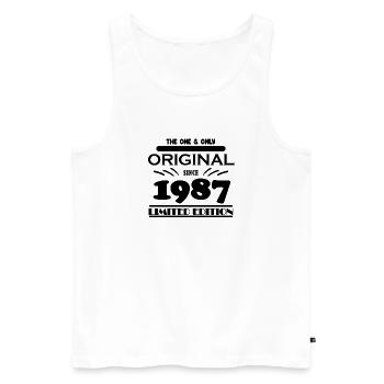1987 - Year of construction 1987 - Born 1987 - Men's Premium Organic Tank Top - white - Front - AI Model Male 178 light (178cm)