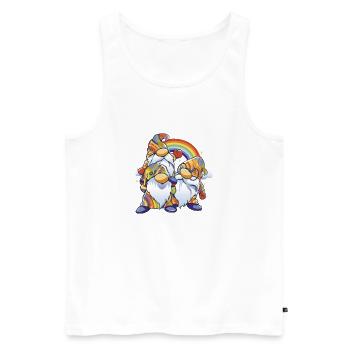 Duo Gnome Arc-en-ciel - Débardeur bio Premium Homme - blanc - Devant - Michal (187cm)