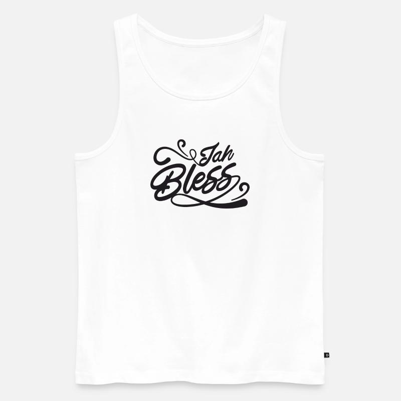 Jah Bless Script - Männer Premium Bio Tank Top - Weiß